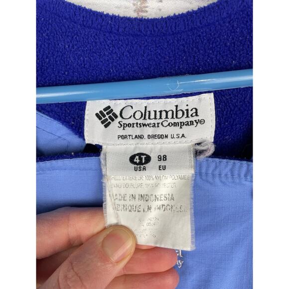 Vintage Columbia Kids Blue Colorblock Adjustable Ski Overalls Snow Bibs Size 4T - Picture 3 of 12